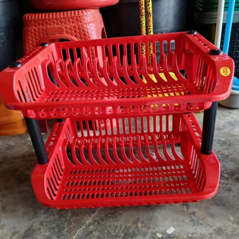 GM brand ชั้นวางจานพลาสติก 2 ชั้น