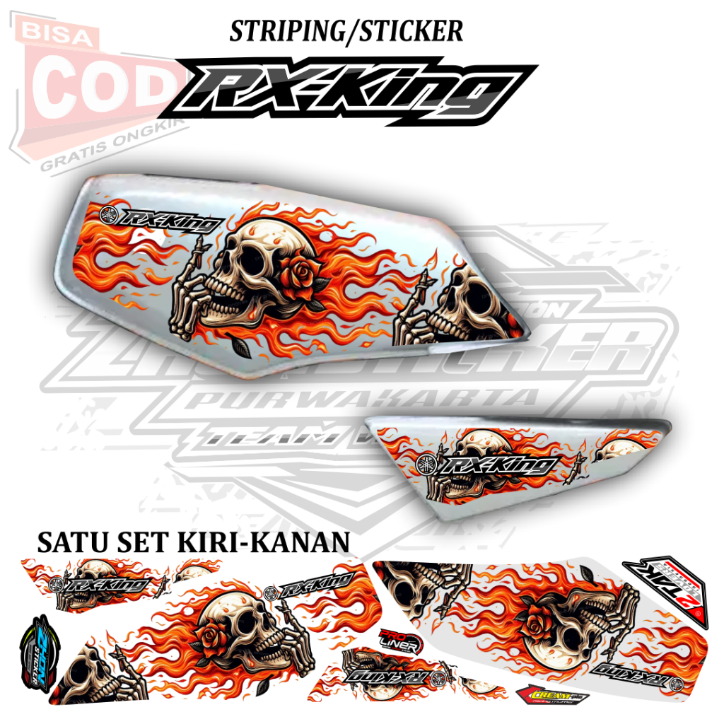 Yamaha Rx-king Variation Striping Fire Skull Motif Striping การออกแบบล่าสุด Striping