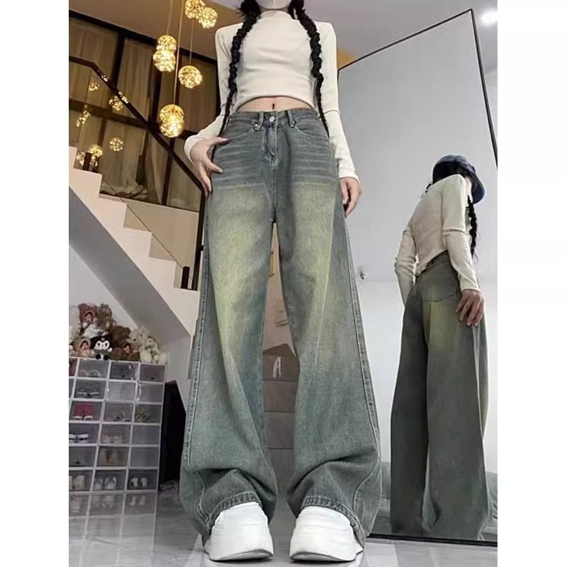 YOYO- กางเกงยีนส์ผู้หญิง Baggy Highwaist Retro Jeans