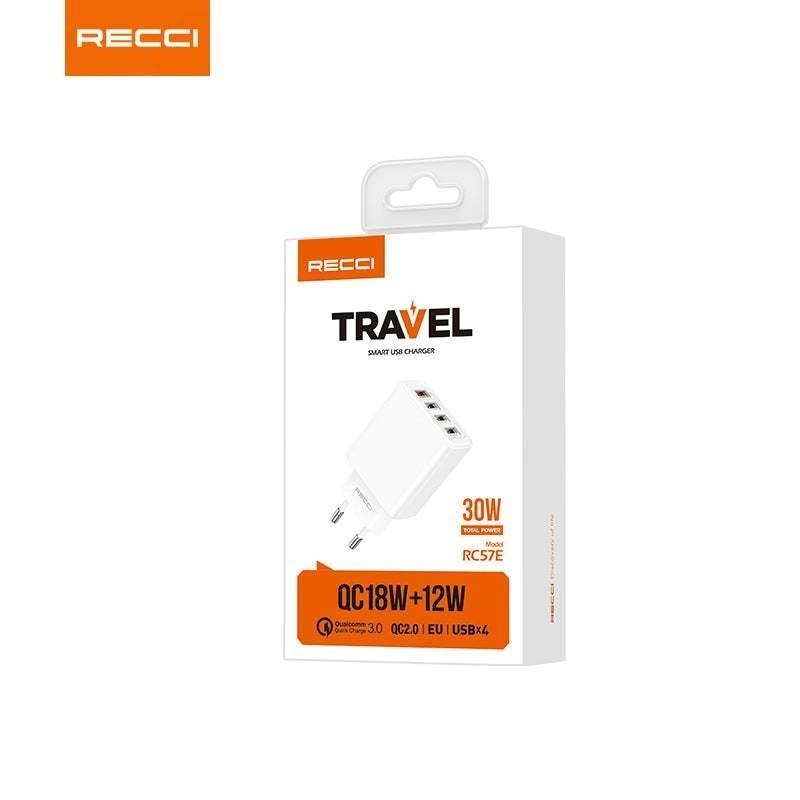 เครื่องชาร์จ ADAPTER HEAD 18W + 12W 4 USB 30W RECCI RC57E ADAPTER