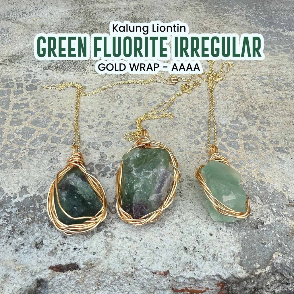 สีเขียวขลุ่ยไม่สม่ําเสมอทอง Warp AAAA จี้สร้อยคอ (LBP268)