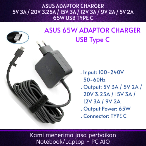 Asus 20v 3.25a Pro B9440UA B140CBA B945FA Flip S UX371EA UX393JA UX393EA UX371E UX490UA Zenpad 3S 10