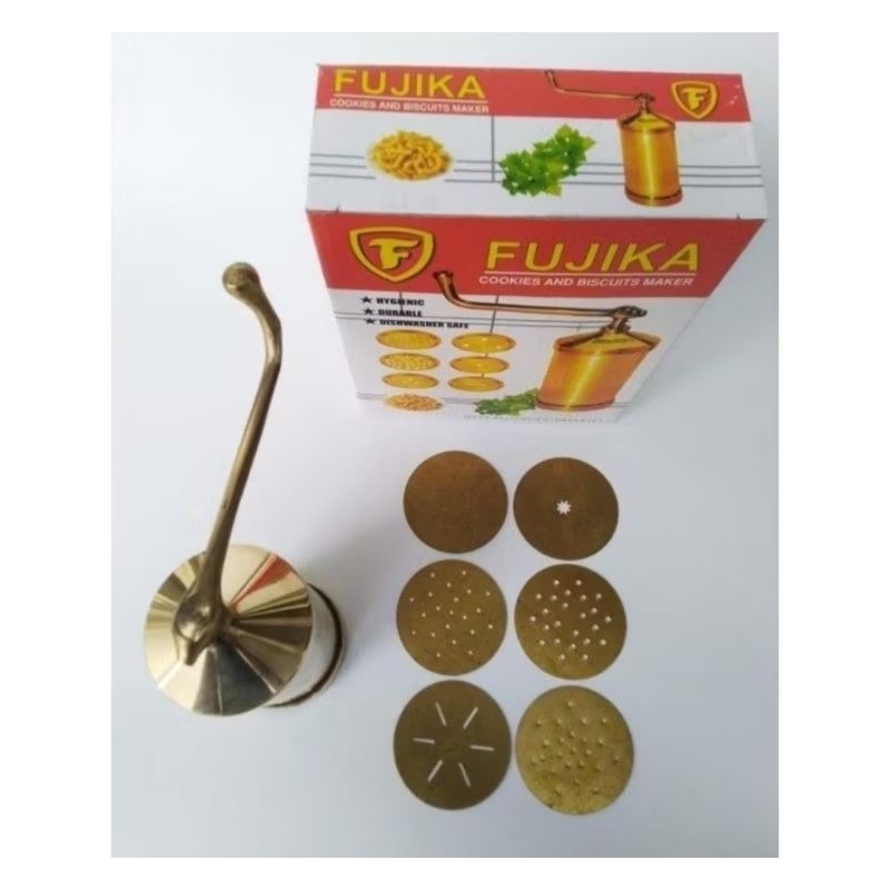 FUJIKA BRASS COCONUT ROOT CAKE MOLD / FUJIKA BISCUIT MAKER GOLD COLOR