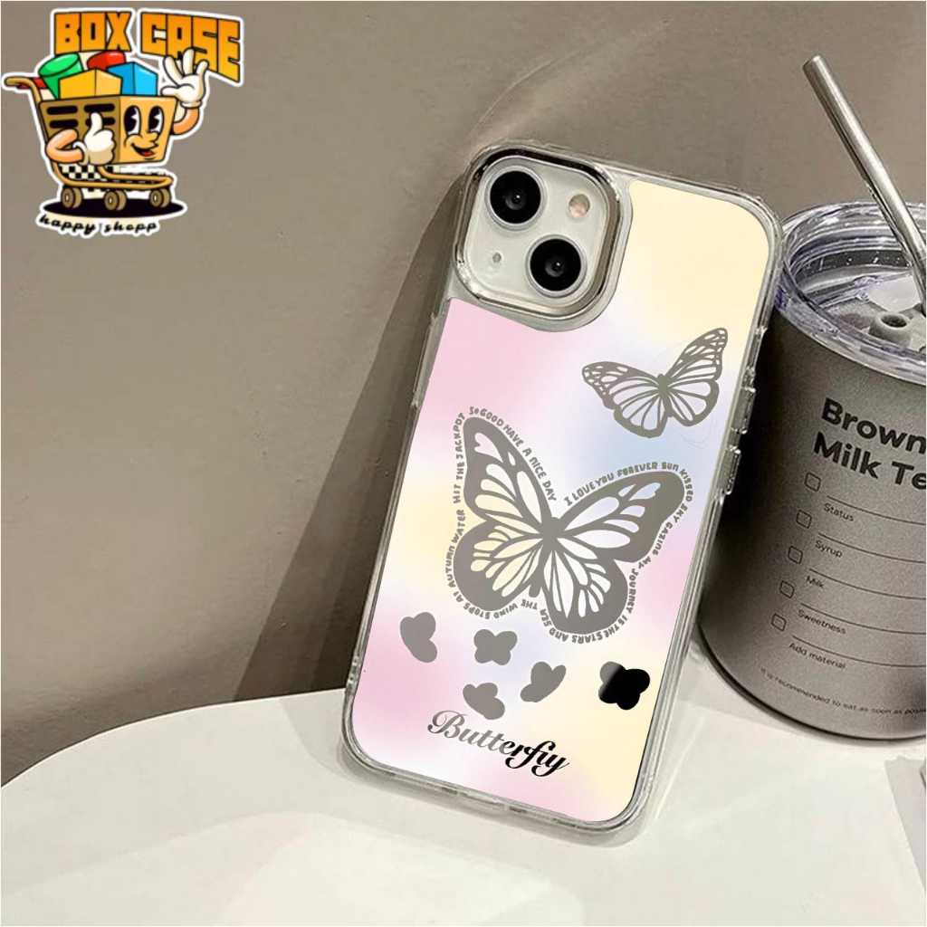 MN433 Kawaii Spiegel Mirror Case BUTTERFLY - Hardcase/ปลอก HP สําหรับ IP 7 7plus 8 X Xr 11 12 13 14 