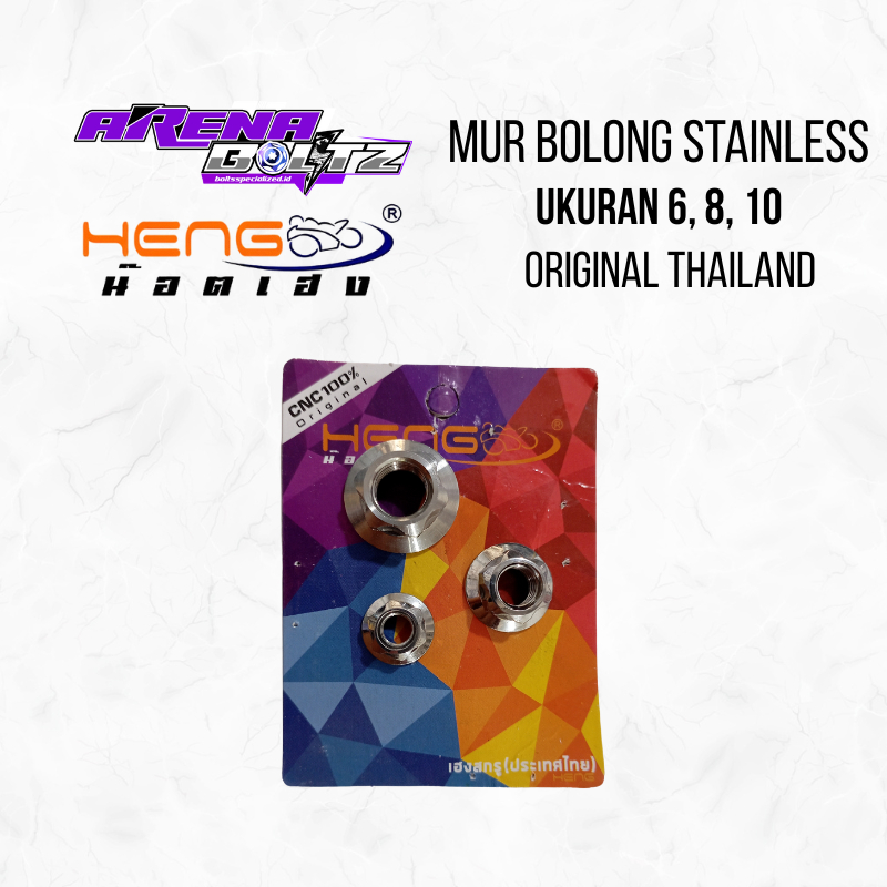 HENG 6 8 10 Stainless Steel Hollow Nut Original Thailand