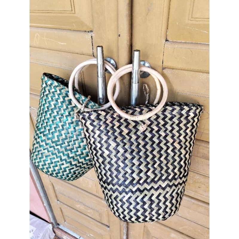 PURUN LILY BAG WITH RATTAN HANDLE