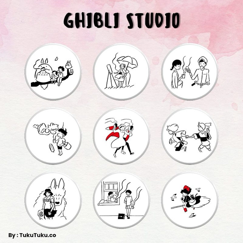 Pin Bross Pin 44mm & 32mm Studio Ghibli / Badge 44mm & 32mm Anime Ghibli / ปุ่มพิน 44mm & 32mm Studi