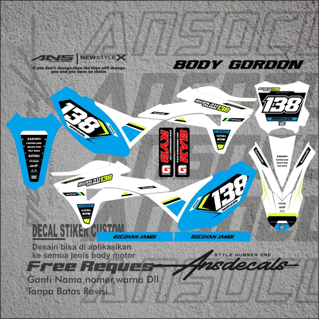 สติ๊กเกอร์รูปลอก KLX GORDON FULL BODY DECAL GORDON DECAL STICKER VARIATION KLX GORDON ฟรี REQUEST