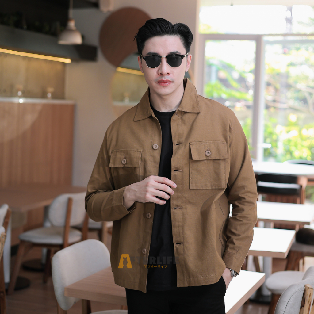 AFTERLIFE - เสื้อแจ็คเก็ตผ้าใบ Trucker - Camel