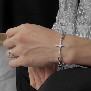Gelang Tangan Bangle Rantai Silver Bintang Pria Unisex Grosir
