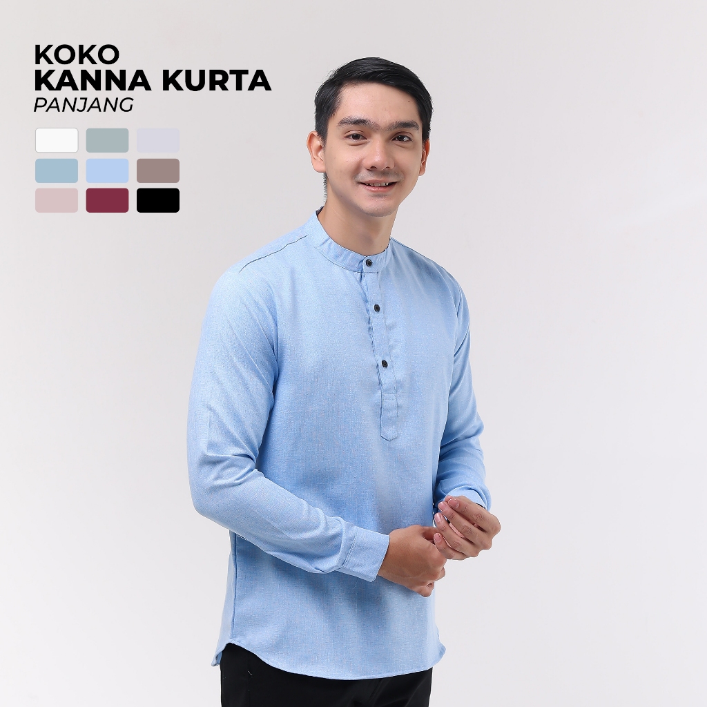 KATUN [WAREHOUSE CLEARANCE] Kanna Mens Style - เสื้อ Koko Kurta แขนยาวผู้ชายมุสลิม ผ้ายีนส์พรีเมี่ยม