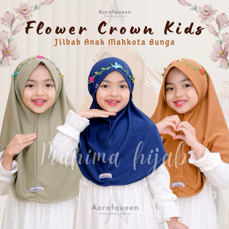 ฮิญาบสําเร็จรูปสําหรับเด็ก - MAHIMA KIDS FLOWER CROWN Hijab SIZE XS PAUD TK SD FLOWER CROWN PED ANTE