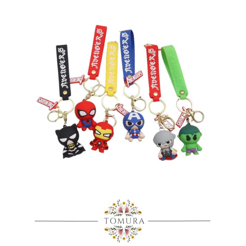 GANTUNGAN Avengers Superhero พวงกุญแจ Limited Edition Avengers Superhero ตัวอักษรกระเป๋ายางพวงกุญแจ