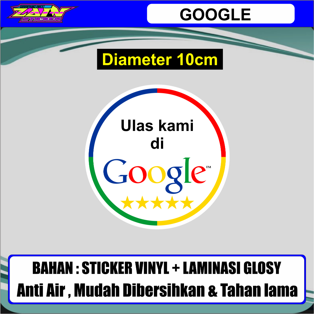 สติ๊กเกอร์ไวนิลกันน้ํา REVIEW - ULASAN G00GLE เคลือบมันเงา