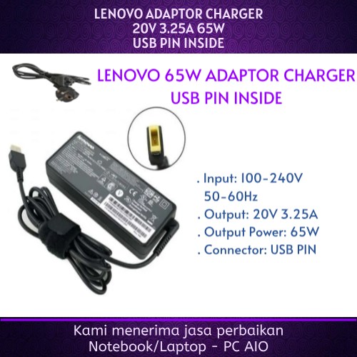 LENOVO 20v 3.25a 500 500S S210 S500 S510P Z510 Z710 Z580 U430 U430P U530 Z410 Z505 Y40 Y404040-80 Z4