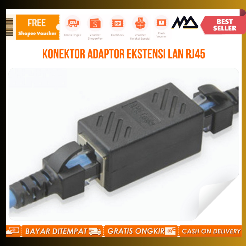 RJ45 หญิงกับหญิง LAN Extension Adapter Connector Cat 15A16A สีดํา / RJ45 LAN Connector