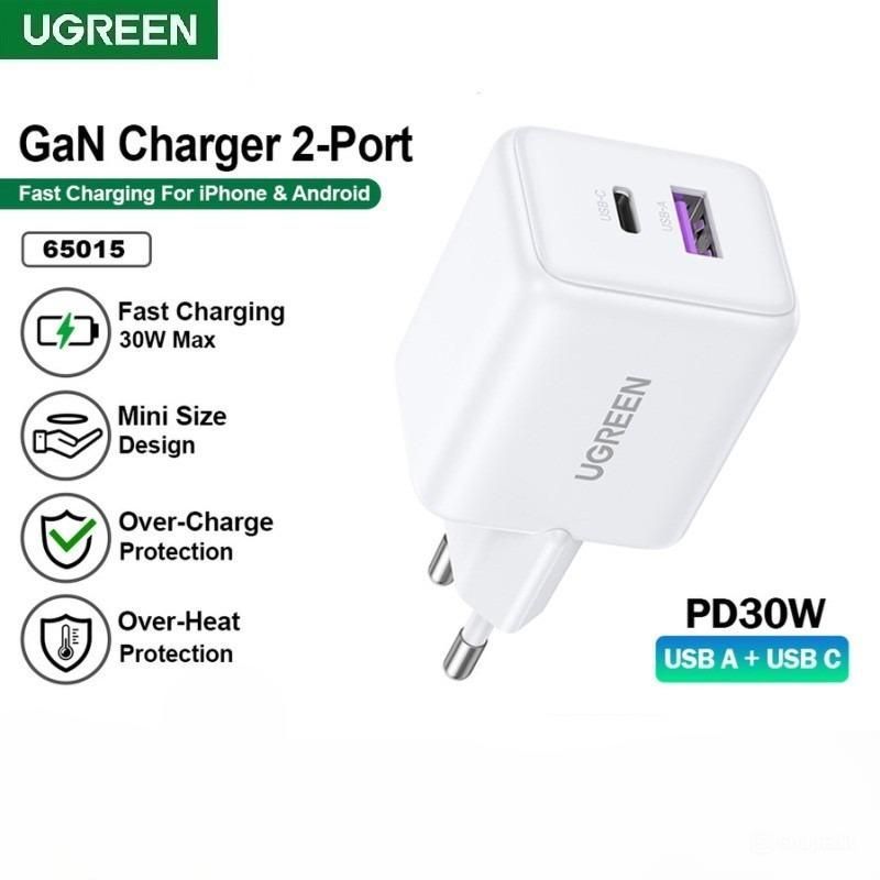 UGREEN - UGREEN DUAL PORT CHARGER SHELL GAN 30W