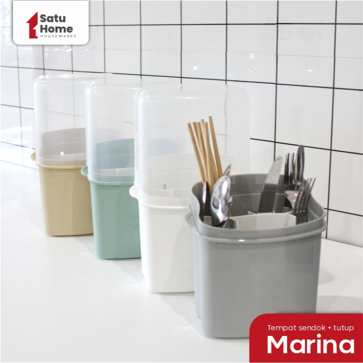 One.Home- MARINA SPOON HOLDER พร้อมฝาครอบ/ SPOON FORK HOLDER/ AESTHETIC SPOON FORK HOLDER