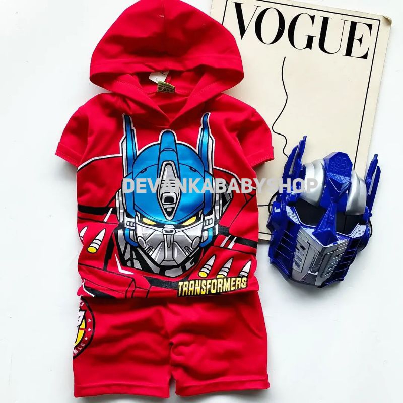 BOYS HOODIE WITH TRANSFORMER MOTIF, COOL OPTIMUS ROBOT BOYS FASHION SUIT, GOOD MATERIAL, สามารถใช้หน้ากากสําหรับ AGES 1-10 ปี