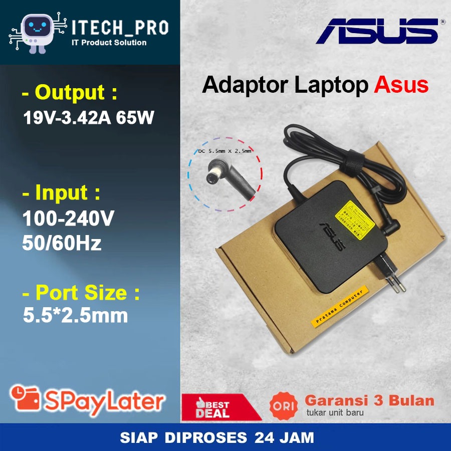 ต้นฉบับ Asus K40IJ K42F A46C K50IJ 19V 3.42A ใหม่อะแดปเตอร์ชาร์จแล็ปท็อป