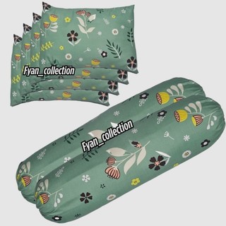 sarung bantal dan sarung guling set Isi 6 pcs 4 sarban 2 sargul motif bunga