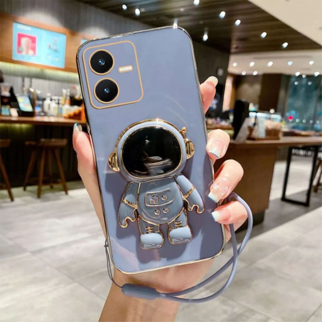 Vivo Y22 Y22s Y75 T1 5G ขาตั้งนักบินอวกาศเคสพรีเมี่ยมฟรีสายรัดเชือกเส้นเล็ก