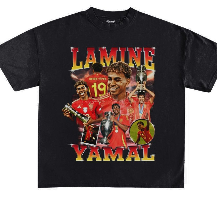 เสื้อยืด LAMINE YAMAL VINTAGE / FOOTBALL SHIRT LAMINE YAML BARCELONA CLOTHES