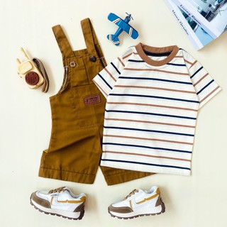 ESTISHOP Setelan Anak Bayi Laki Laki Jumpsuit Overall Baju Kodok Salur Stripe Salur 1 - 6 Tahun