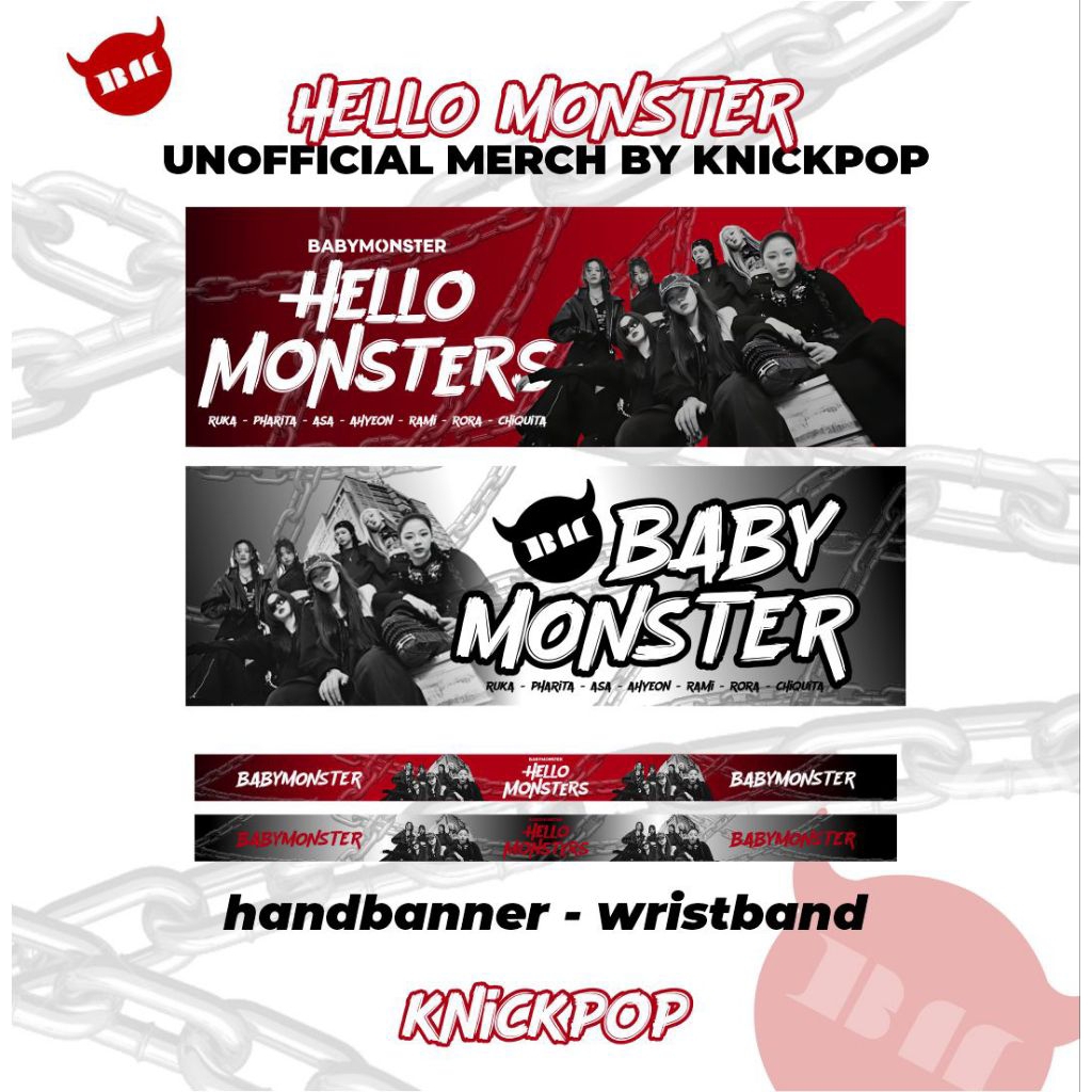 [HELLO MONSTER EDITION] Babymonster Handanner & Wirtband Merch โดย Knickpop