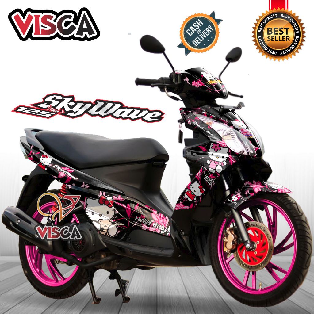 Decal Skywave 125 สติ๊กเกอร์เต็มตัว Skywave 125 Full Body Striping Skywave 125 HELLO KITTY