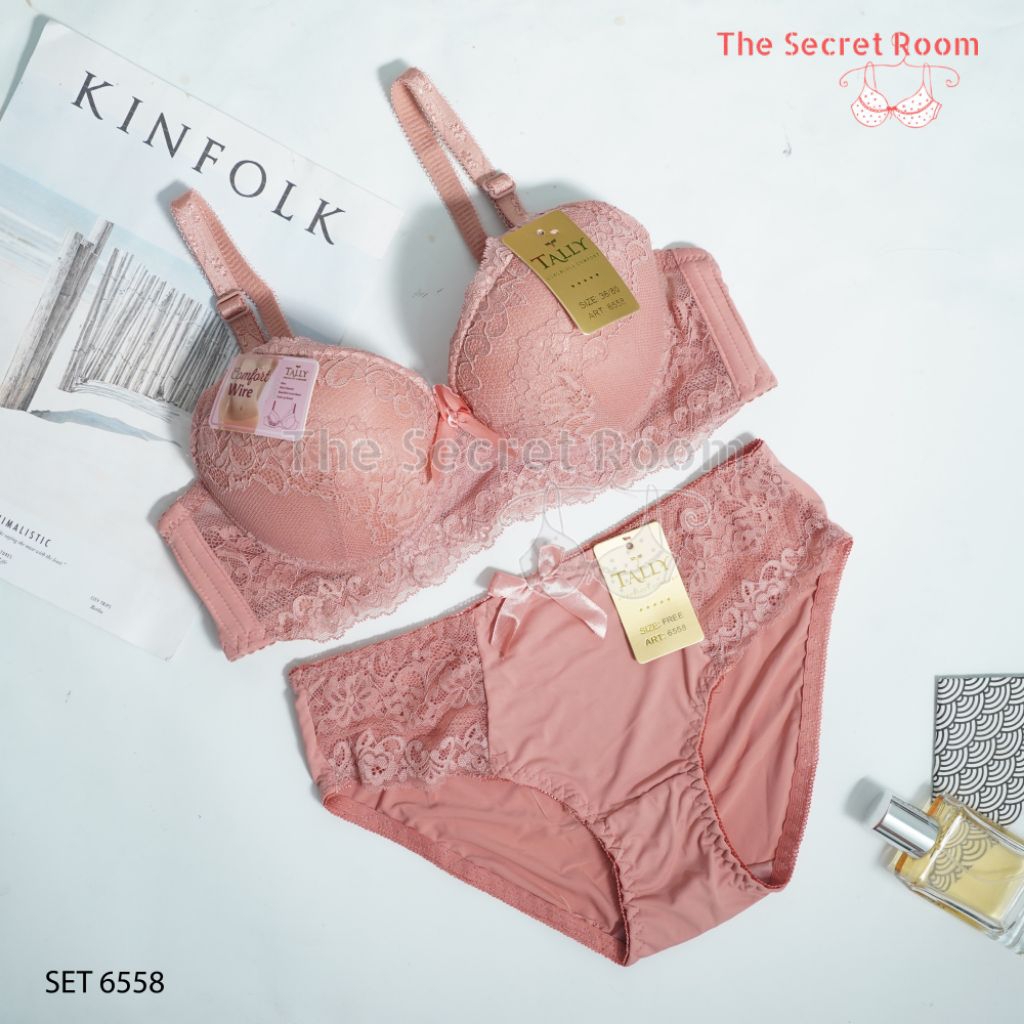 TALLY BRA BH SET CD UNDERWEAR 6558 I CUP BI มีสาย I THIN FOAM I REMOVABLE STRAP I SIZE 34 - 40 I 3 ต
