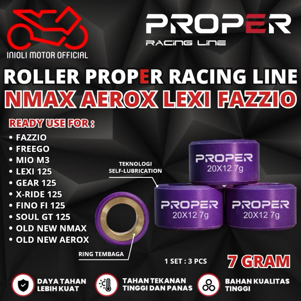ROLLER PROPER RACING LINE AEROX 155 NMAX LEXI MIO M3 FAZIO FREEGO FINO FI SOUL GT X-RIDE XRIDE GEAR 