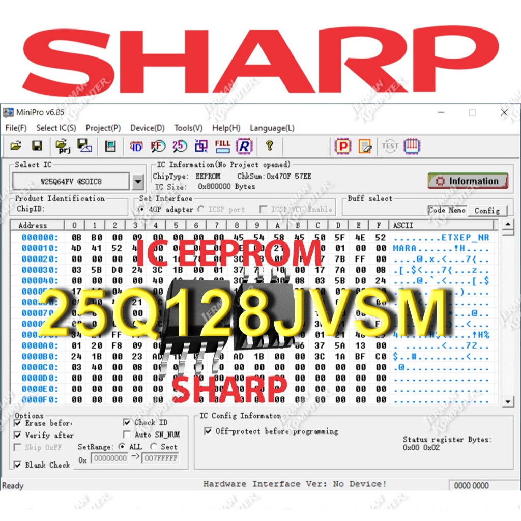 SHARP เฟิร์มแวร์ IC Winbond 25Q128JVSM
