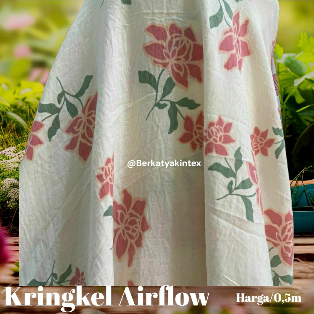 PREMIUM FLOWER MOTIF KRINGKEL FABRIC - ผ้า MOTIF MUSLIN - ราคาผ้าดอกไม้/0.5M