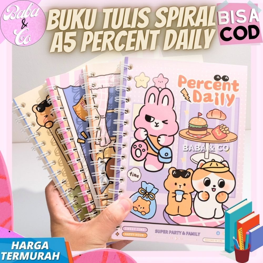 A5 SPIRAL PERCENT DAILY โน๊ตบุ๊ค SPIRAL A5 PERCENT DAILY CUTE UNIQUE CUTE A5 PERCENT DAILY CUTE BOOK