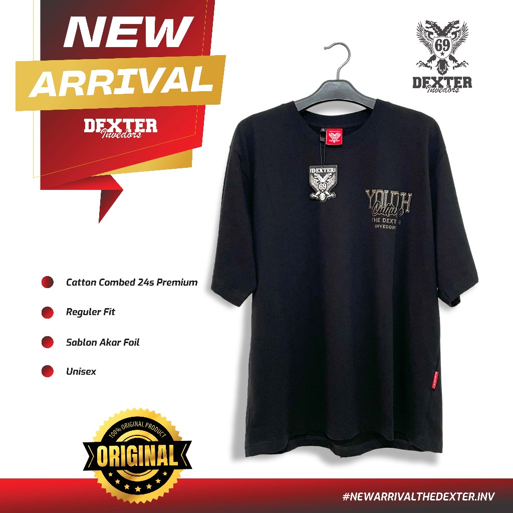 เสื้อยืด DEXTER INV ดั้งเดิม | เยาวชนวัฒนธรรม | แฟชั่น ไม่จํากัดเพศ