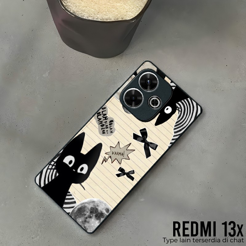 HP ล่าสุด REDMI 13X Glass Softcase น่ารัก Motif เคสโทรศัพท์ซิลิโคน {SK416}