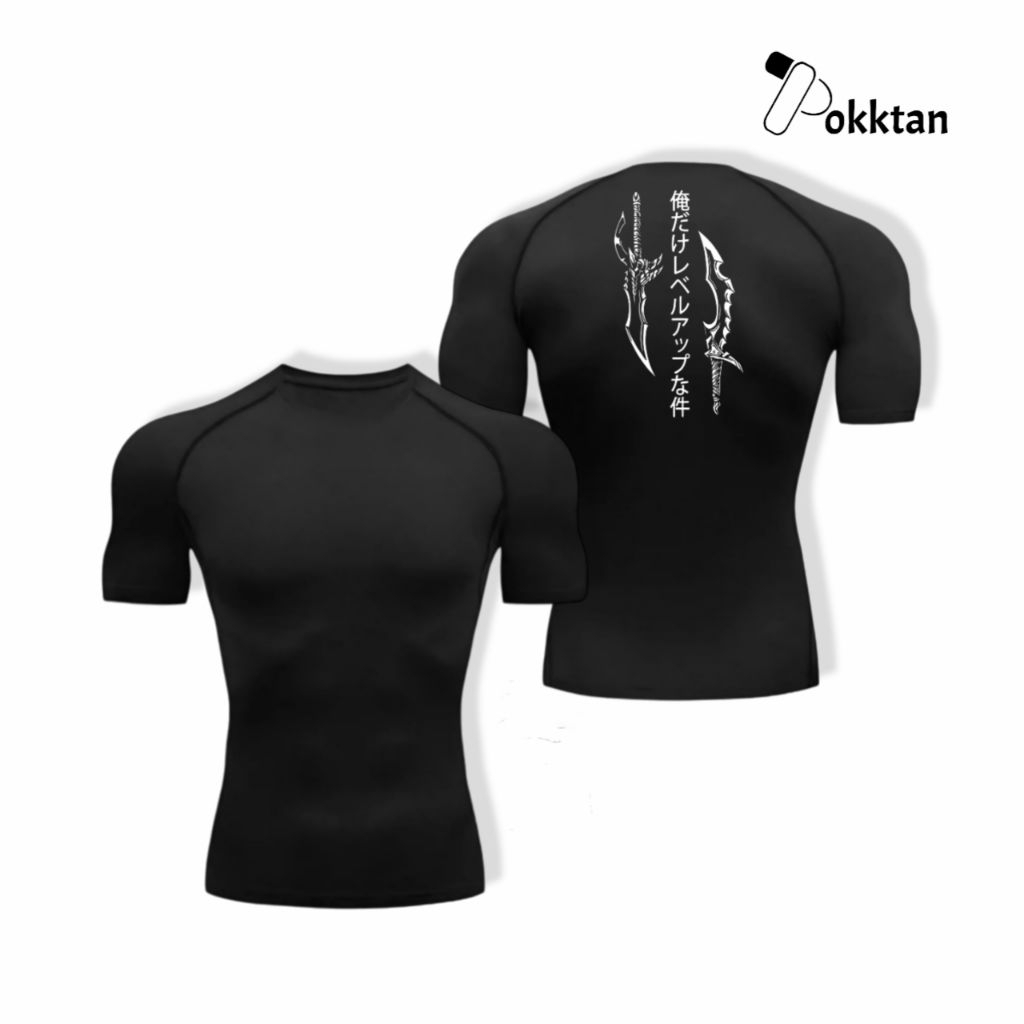 เสื้อบีบอัดแขนสั้น Solo Leveling Sung jinwoo กริช/แขนสั้นแน่นเสื้อกีฬาการบีบอัด Solo Leveling Sung j