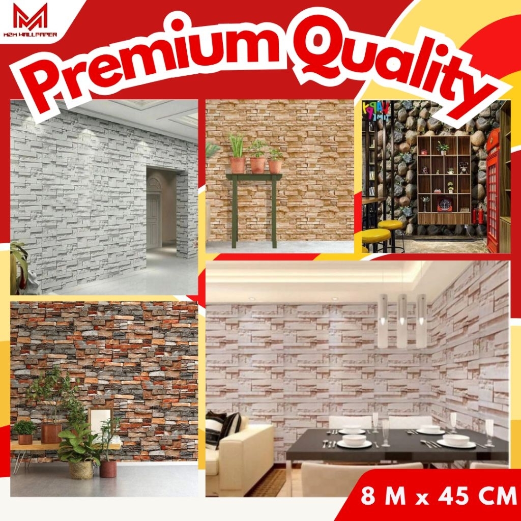 Stone Motif Wall Wall วอลล์เปเปอร์ความงาม [M2M WALLPAPER] Aesthetic Living Room Wall วอลล์เปเปอร์ Na