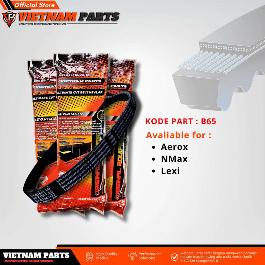 VANBELT VIETNAM PARTS V-BELT YAMAHA B65 NMAX/AEROX/LEXI VANBELT YAMAHA B65 VBELT VIETNAM PARTS V BEL