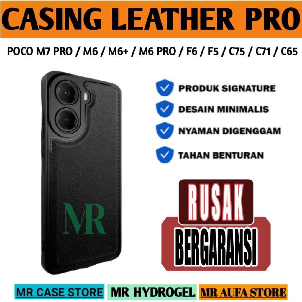 CASING SOFTCASE LEATHER PRO BLACK สําหรับ POCO M7 / X7 / X7 PRO / X6 / X6 PRO / X5 PRO / M7 PRO / M6