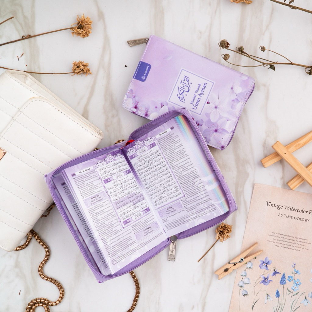 Al-Quran Syamil Umm Ayman ซิปแปลที่สวยงาม Mushaf Idaman ผู้หญิงขนาด A6