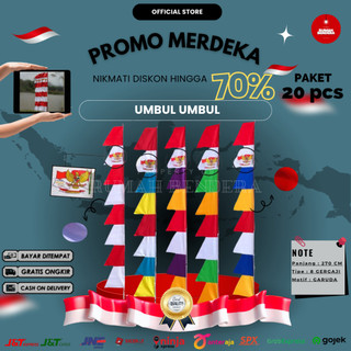PAKET 20 PCS | Umbul Umbul Garuda 3 Meter | 8 Mata Gergaji | Warna Lengkap