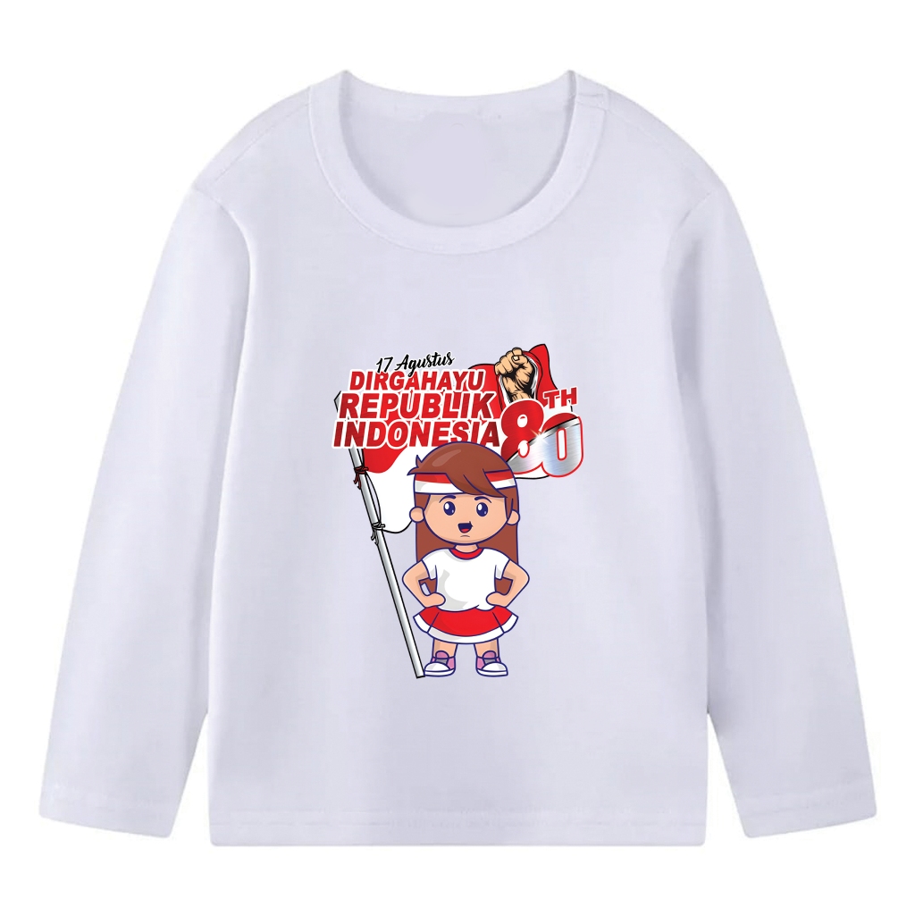 เสื้อยืดแขนยาวเด็กพร้อม MERDIKA GIRLS 17 AUGUST 1 อายุ 1-11 ปี TKS