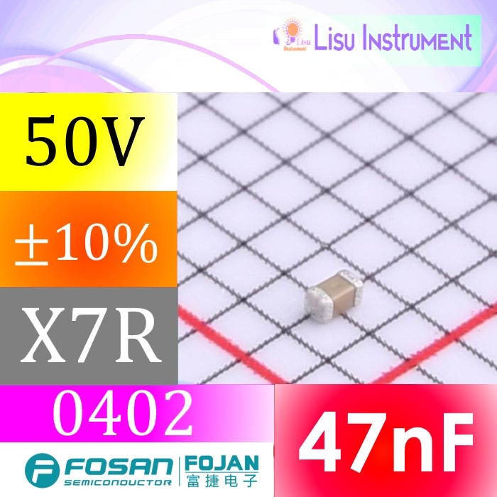 47nF 50V X7R ±10% 0402 SMD MLCC ตัวเก็บประจุ FOJAN FCC0402B473K500AT