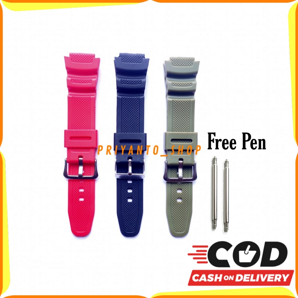 Casio W216H W217H W218H W219H สายนาฬิกา Casio W-216H W-217H W-218H W-219H ฟรีปากกา