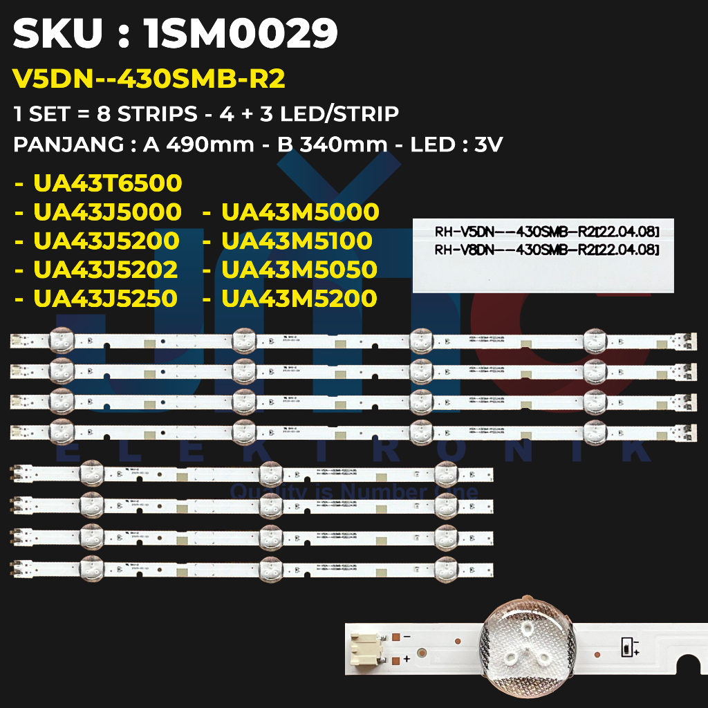 Samsung 43 นิ้ว TV Backlight UA43J5000 UA43T6500 UA43J5200 UA43J5202 UA43J5250 UA43M5000 UA43M5100 U