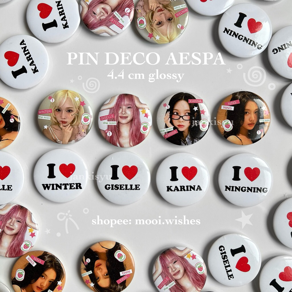 Aespa Pin Deco The Icon I Love กระเป๋าเป้สะพายหลังน่ารักเคลือบเงา JANKISYU