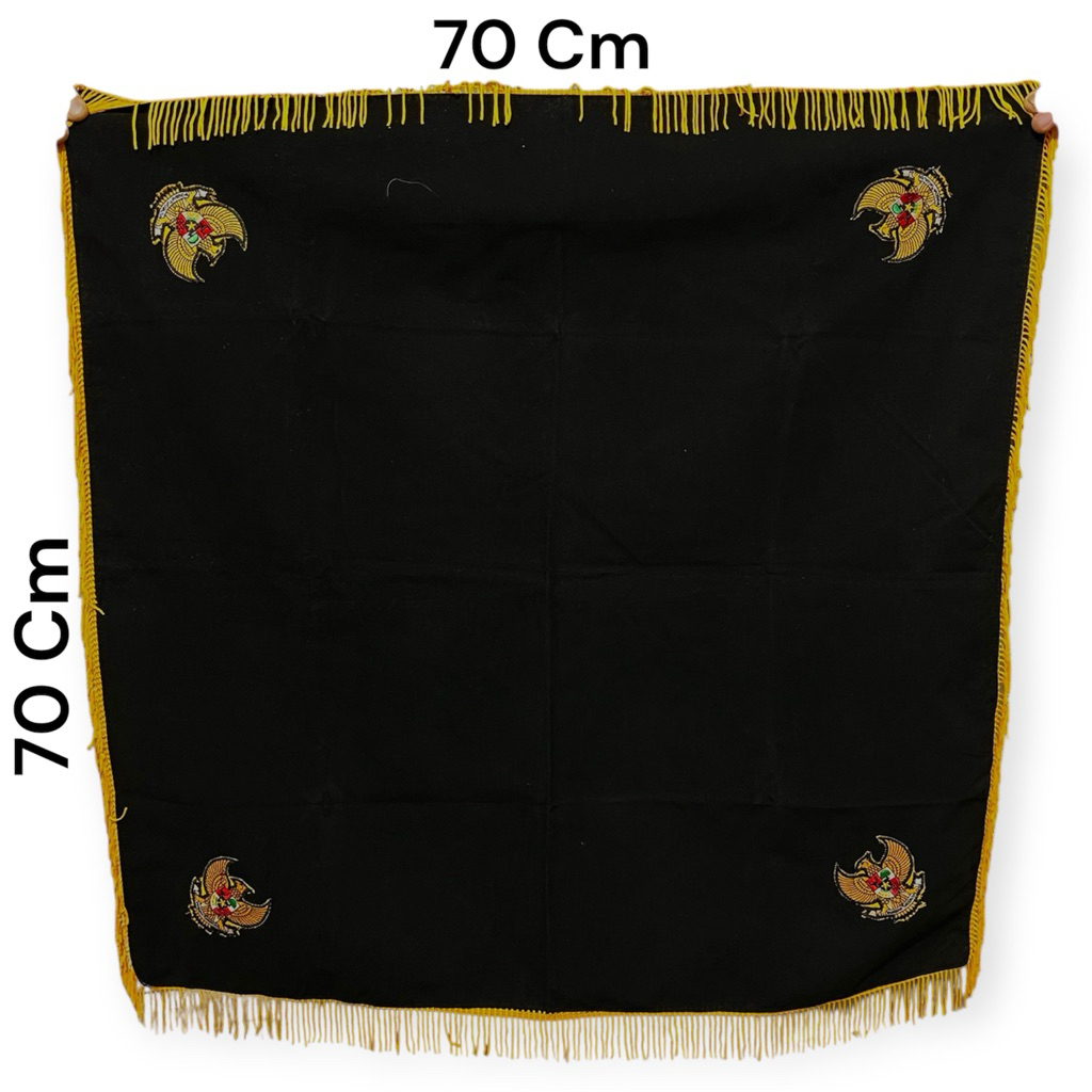 Lancar Jaya Adventing Premium Cade Flag Tray Base 70x70 cm – Luxury Velvet, Gold Tassel, Pancasila L