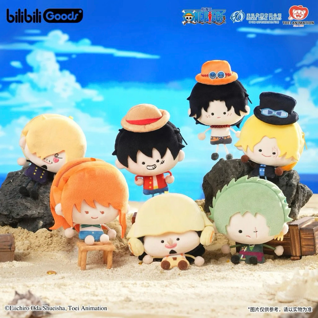 GANTUNGAN BiliBiliGoods กระเป๋าใส่เหรียญ One Piece Luffy Zoro Ace Sanji / ไม้แขวนเสื้อตุ๊กตาอนิเมะ O